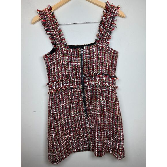 Olivaceous Women's Size S Red Multi Tweed Mini Dress Short Length NWT - Picture 2 of 8